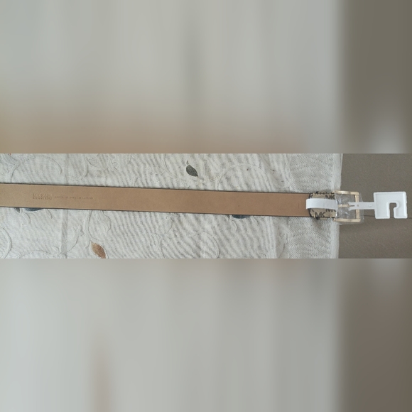 Authentic Michael Kors Womens Gold MK Buckle Belt Light Brown Signature Belt - Picture 12 of 14